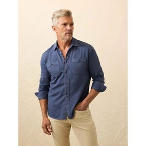 FAHERTY XS Field Knit Shirt 100% cotton soft button blue shirt mens